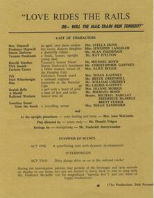 Program Photos, Love rides the rails by Morland Cary directed by Donald Vidgen