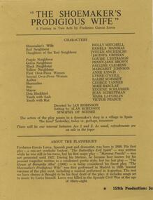 Program Photos Articles, The shoemaker's prodigious wife by Frederico Garcia Lorca directed by Ian Robinson