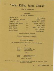 Program Photos Newsletter, Who killed Santa Claus by Terence Feely directed by David Connor
