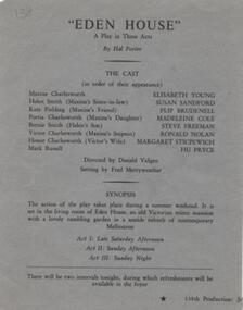 Program Photos Newsletter Articles, Eden House by Hal Porter directed by Donald Vidgen
