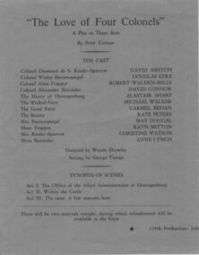 Program Photos Newsletter Articles, The love of four colonels by Peter Ustinov directed by Wendy Drowley