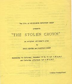 Program Photos Newsletter Article, The stolen crown an original children's play by David Ashton and Alastair Sharp directed by David Ashton