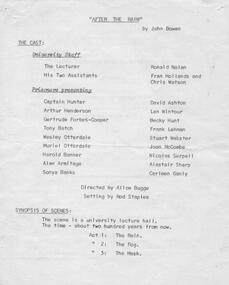 Program Newsletter Articles, After the rain by John Bowen directed by Alice Bugge