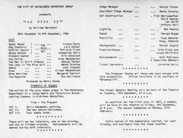 Program photos newsletter articles, The desk set by William Marchant directed by Barry Coves