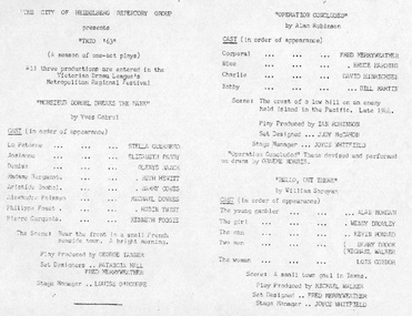 Program Photos Newsletter Articles, "Trio '63" - Monsieur Bombel breaks the bank by Yves Cabrol directed by George Tanner