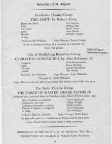 Program Photos Newsletter Articles, "Trio '63" - Operation concluded by Alan Robinson directed by Ian Robinson
