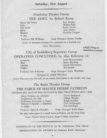 Program Photos Newsletter Articles, "Trio '63" - Operation concluded by Alan Robinson directed by Ian Robinson