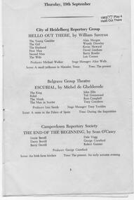 Program Photos Newsletter Articles, "Trio '63" - Hello out there by William Saroyan directed by Michael Walker