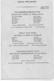 Program Photos Newsletter Articles, "Trio '63" - Hello out there by William Saroyan directed by Michael Walker