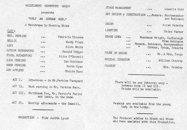 Program Articles, Only an orphan girl by Henning Nelms directed by Judith Lynch