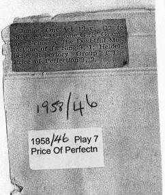 Article memorabilia, Price of perfection by Sheila Buckley directed by Joyce Whitfield