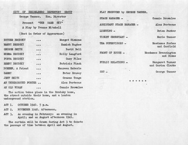 Program newsletter articles special events, The same sky by Yvonne Mitchell directed by George Tanner