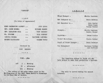 Program Photos, Candida by George Bernard Shaw directed by Tony Doogood