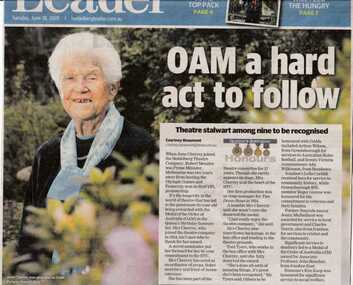 Memorabilia - Program Newsletter Poster articles Memorabilia special events, 2019 HTC General Memorabilia AGM Play reading June Cherrey OAM