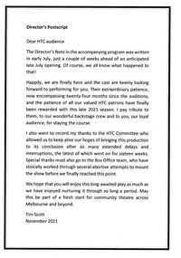 Memorabilia - Program Photos Newsletter Poster Memorabilia Secial_Events, Three little words by Joanna Murray-Smith directed by Tim Scott. This production has been licenced through the Australian Script Centre