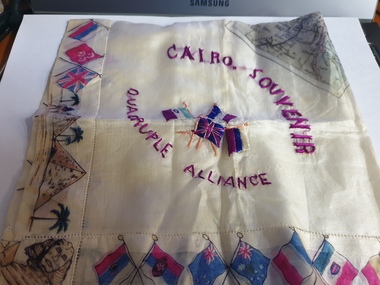 Memorabilia - Handkerchief - Cairo Souvenir Quadruple Alliance, cc1945