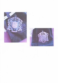 Photograph of a medal dated 1908 and corresponding newspaper article