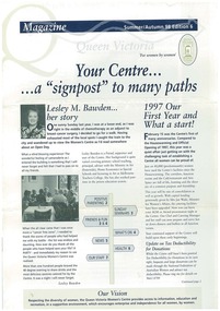 Newsletter, Q Magazine: Your Centre... ... a "signpost" to many paths, c. December 1998