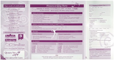 Pamphlet, Grand Opening Queen Victoria Women's Centre - Program of Events 15 February - 23 March, c.1997