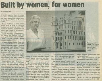 Newspaper excerpt, Progress Press, Built by women, for women, 19 November 1996