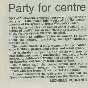 Newspaper excerpt, Party for centre