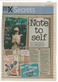 Newspaper excerpt, Mx Secrets: Note to Self, 31 January 2007