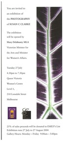 Invitation, Photography of Susan C Clarke, c. July 2004