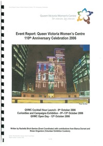 Event Report, Queen Victoria Women's Centre 110th Anniversary Celebration 2006, c. 2006