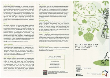 Pamphlet, Green is the New Black Eco-Design Exhibition, c. 2010