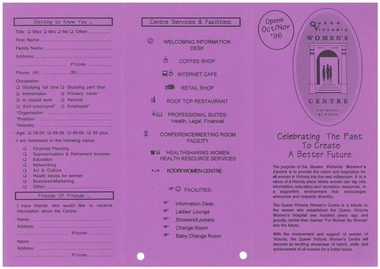 Pamphlet, Celebrating the past to create a better future, c. 1996