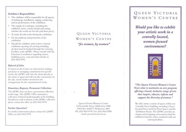 Pamphlet, Would you like to exhibit your artistic work in a centrally located, women-focused environment?, c. 1997
