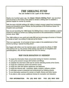 Flyer, The Shilling Fund: you are invited to be a part of the history!, c. 1996