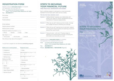 Pamphlet, Steps to Securing Your Financial Future, c. 2009