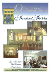 Flyer, Queen Victoria Women's Centre Function Facilities, c. 1998