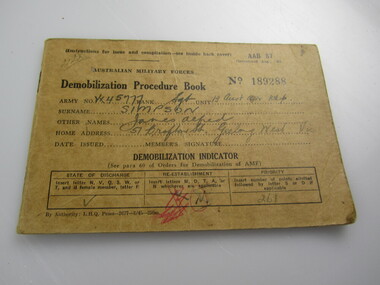 Demobilization Procedure Book, Australian Military Forces