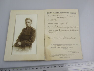 Photograph - Sgt R Martin with Grave information (in folder)