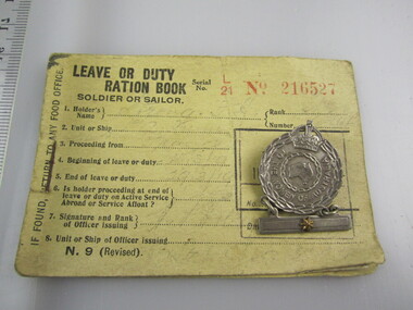 Leave or Duty Ration Book (Soldier or Sailor)