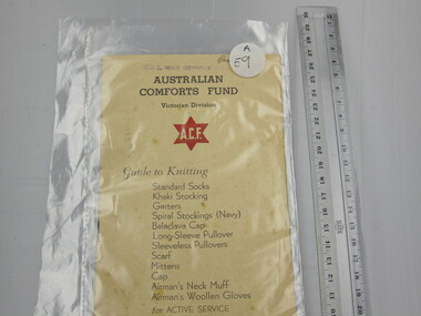 Publication - "Australian Comforts Fund  Victorian Division Guide to Knitting . . for Active Service"