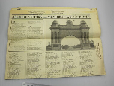 Newspaper Lift-out "Arch of Victory - Memorial Wall Project"