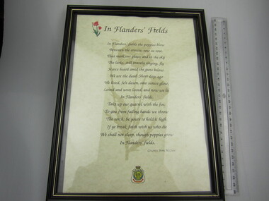 Poem - Framed "In Flanders Fields"