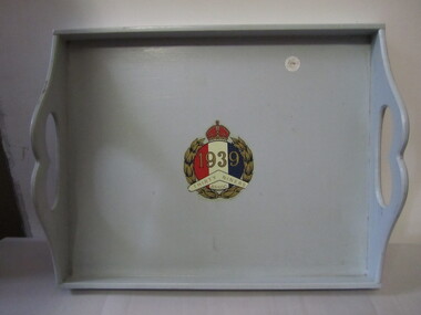 Tray - Wooden grey painted "1939 Thirty Niners Association"
