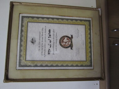 Certificate - Framed 50th Anniversary WW2