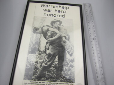 Newspaper Clipping - Framed Leslie (Bull) ALLEN
