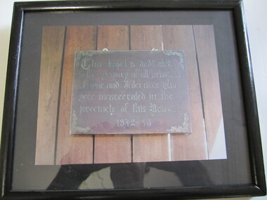 Photograph - Framed Plaque re Changi Chapel