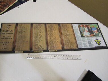 Honour Roll - Rats of Tobruk Association Ballarat Sub-Branch Members 1941-1999 (laminated)