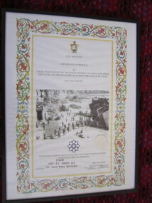 Certificate of Honour - Framed City of Anzio
