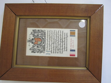 Memorial Scroll - Framed Harold BARBER 8th Battn
