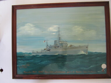 Painting - Framed "November 1942 HMAS's Ballarat & Katoomba patrol off Buna-Papua-New Guinea"