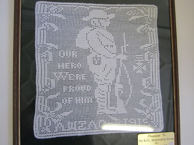Crochet Picture - Framed "Our Hero We're Proud of Him ANZAC 1915"