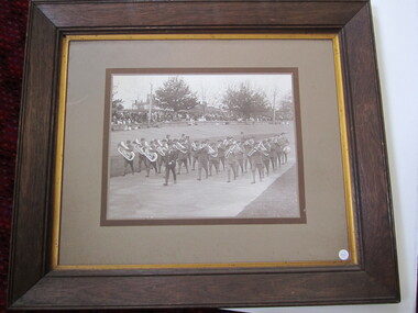 Photograph - Framed Ballarat Soldiers' Memorial Band - Ballarat City Oval Quickset Competition 1923